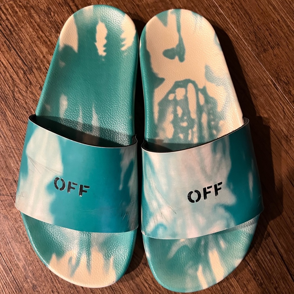 Off-White C/O Virgil Abloh Blue Tie Dye Slides 36